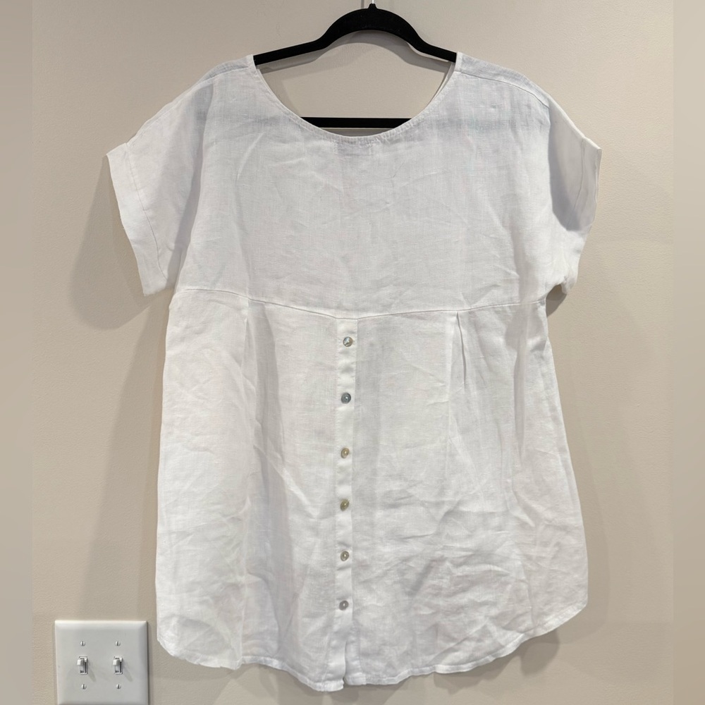🔥Terzo Millennio Women's White Linen Top Size S oversized Like New🔥 - Picture 2 of 5